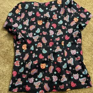 Dark Blue (Navy) Scrub Top with turtles